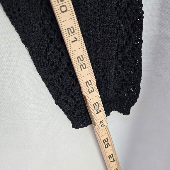 Carole Little Knitwear‎ Sweater Woman Large Black Mesh Knit Long Sleeve Sheer - Picture 7 of 9